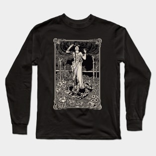 Art Nouveau Lady (black/cream) Long Sleeve T-Shirt